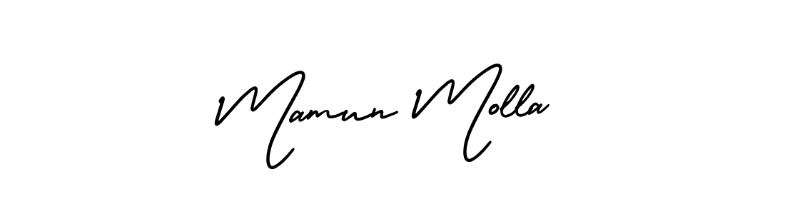 The best way (AmerikaSignatureDemo-Regular) to make a short signature is to pick only two or three words in your name. The name Mamun Molla include a total of six letters. For converting this name. Mamun Molla signature style 3 images and pictures png