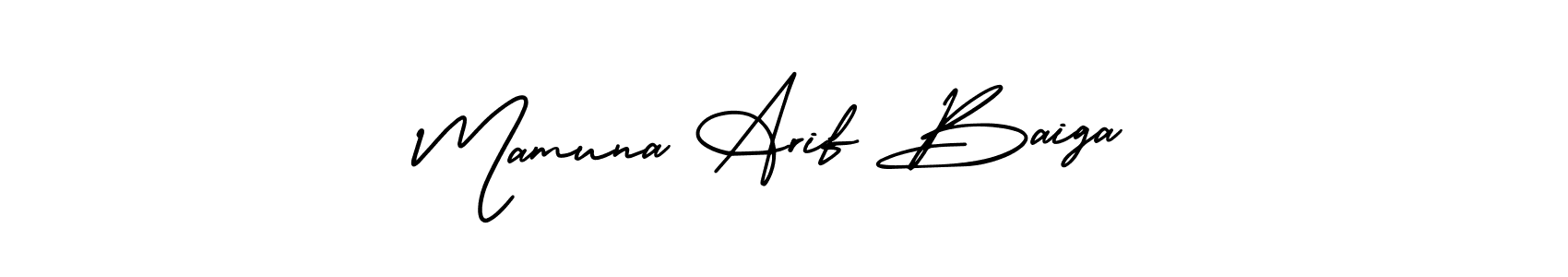 Make a short Mamuna Arif Baiga signature style. Manage your documents anywhere anytime using AmerikaSignatureDemo-Regular. Create and add eSignatures, submit forms, share and send files easily. Mamuna Arif Baiga signature style 3 images and pictures png