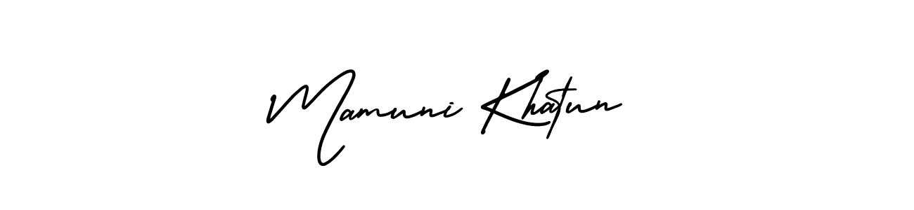 Design your own signature with our free online signature maker. With this signature software, you can create a handwritten (AmerikaSignatureDemo-Regular) signature for name Mamuni Khatun. Mamuni Khatun signature style 3 images and pictures png