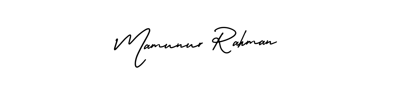 You should practise on your own different ways (AmerikaSignatureDemo-Regular) to write your name (Mamunur Rahman) in signature. don't let someone else do it for you. Mamunur Rahman signature style 3 images and pictures png