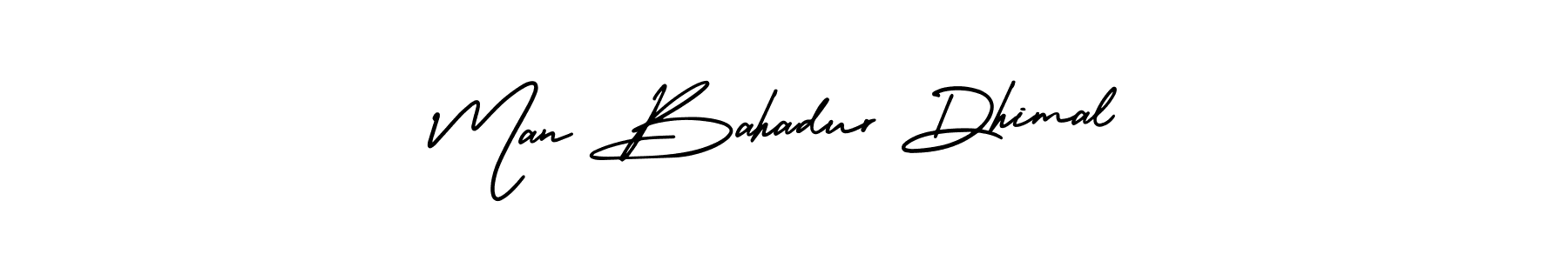 The best way (AmerikaSignatureDemo-Regular) to make a short signature is to pick only two or three words in your name. The name Man Bahadur Dhimal include a total of six letters. For converting this name. Man Bahadur Dhimal signature style 3 images and pictures png