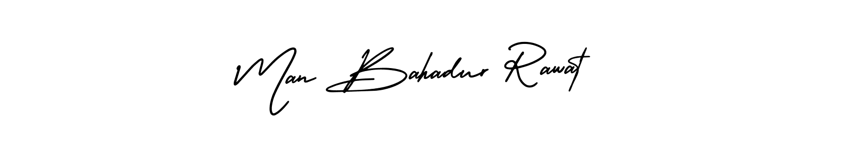 You should practise on your own different ways (AmerikaSignatureDemo-Regular) to write your name (Man Bahadur Rawat) in signature. don't let someone else do it for you. Man Bahadur Rawat signature style 3 images and pictures png