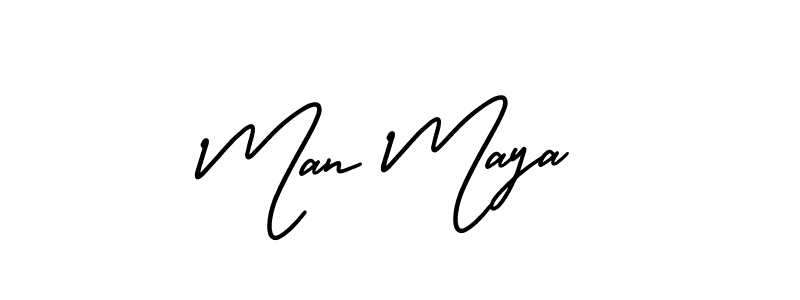 How to make Man Maya name signature. Use AmerikaSignatureDemo-Regular style for creating short signs online. This is the latest handwritten sign. Man Maya signature style 3 images and pictures png