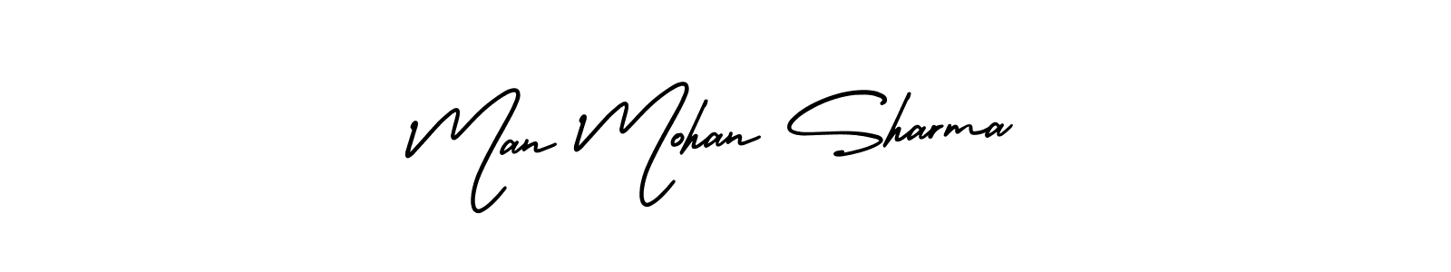 The best way (AmerikaSignatureDemo-Regular) to make a short signature is to pick only two or three words in your name. The name Man Mohan Sharma include a total of six letters. For converting this name. Man Mohan Sharma signature style 3 images and pictures png