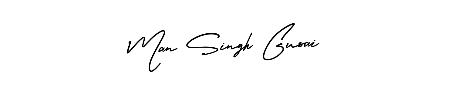 Man Singh Gusai stylish signature style. Best Handwritten Sign (AmerikaSignatureDemo-Regular) for my name. Handwritten Signature Collection Ideas for my name Man Singh Gusai. Man Singh Gusai signature style 3 images and pictures png
