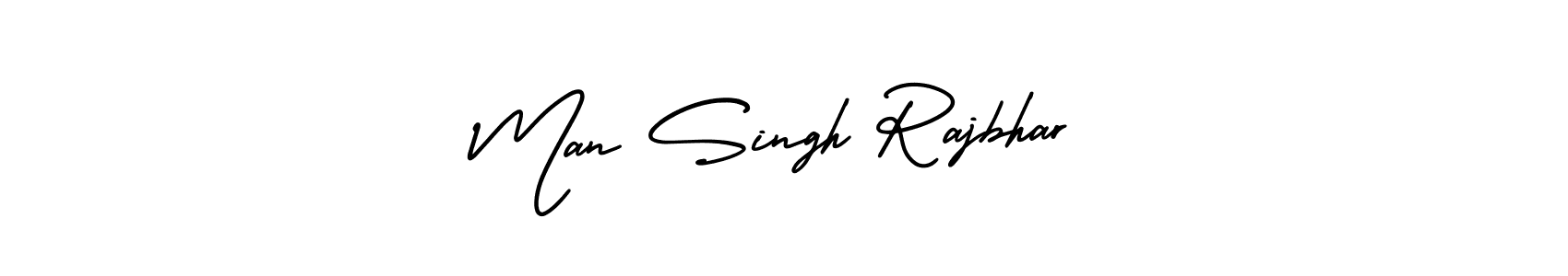 You should practise on your own different ways (AmerikaSignatureDemo-Regular) to write your name (Man Singh Rajbhar) in signature. don't let someone else do it for you. Man Singh Rajbhar signature style 3 images and pictures png