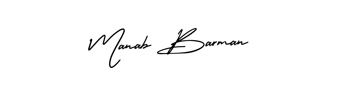 The best way (AmerikaSignatureDemo-Regular) to make a short signature is to pick only two or three words in your name. The name Manab Barman include a total of six letters. For converting this name. Manab Barman signature style 3 images and pictures png