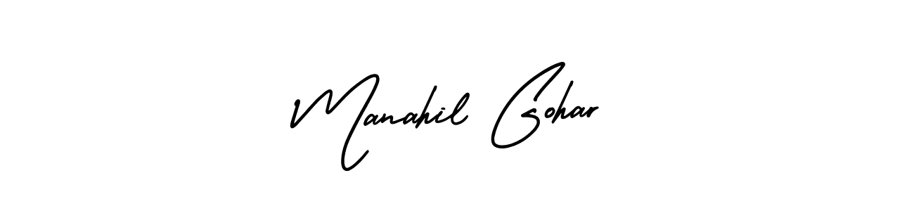 Also You can easily find your signature by using the search form. We will create Manahil Gohar name handwritten signature images for you free of cost using AmerikaSignatureDemo-Regular sign style. Manahil Gohar signature style 3 images and pictures png
