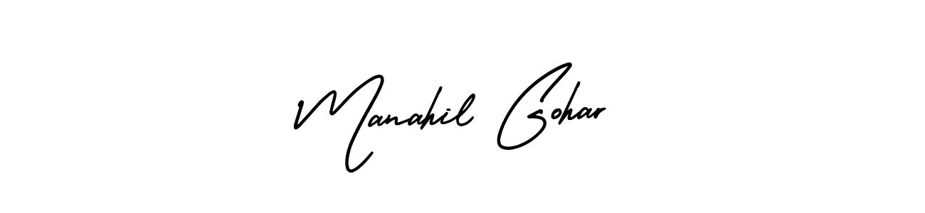 You can use this online signature creator to create a handwritten signature for the name Manahil Gohar. This is the best online autograph maker. Manahil Gohar signature style 3 images and pictures png