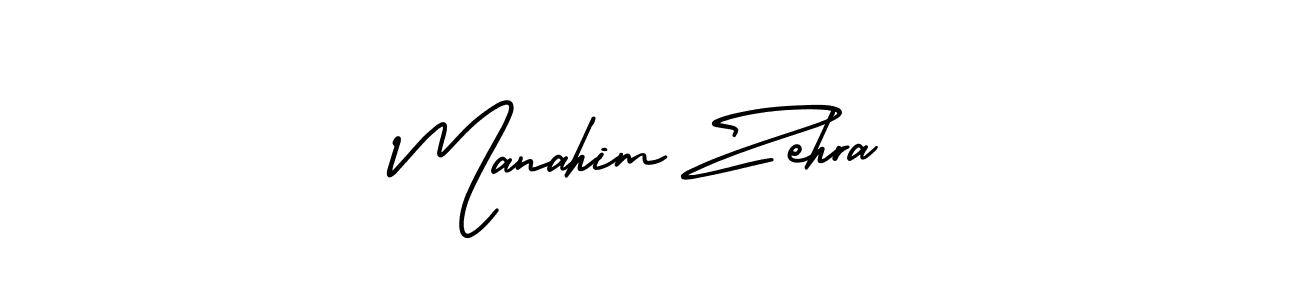 How to make Manahim Zehra signature? AmerikaSignatureDemo-Regular is a professional autograph style. Create handwritten signature for Manahim Zehra name. Manahim Zehra signature style 3 images and pictures png