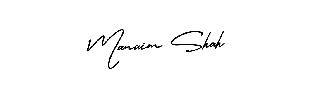 Use a signature maker to create a handwritten signature online. With this signature software, you can design (AmerikaSignatureDemo-Regular) your own signature for name Manaim Shah. Manaim Shah signature style 3 images and pictures png