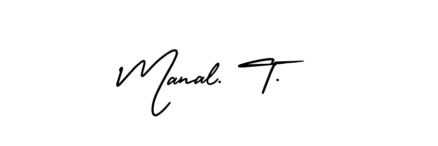 How to make Manal. T. name signature. Use AmerikaSignatureDemo-Regular style for creating short signs online. This is the latest handwritten sign. Manal. T. signature style 3 images and pictures png