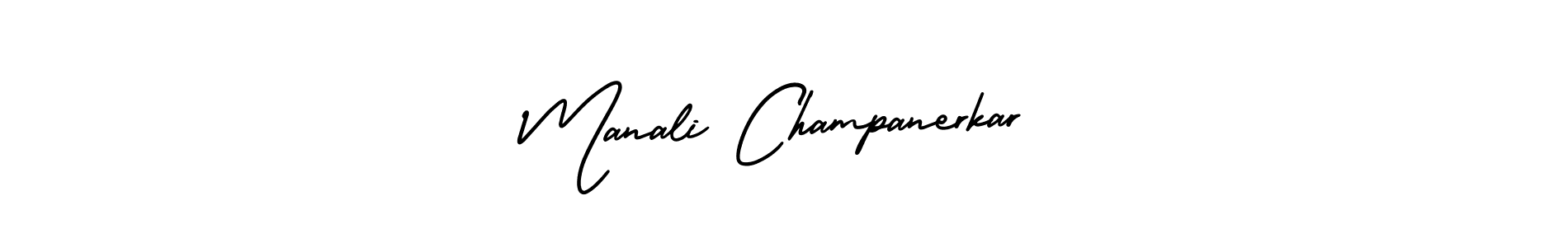 AmerikaSignatureDemo-Regular is a professional signature style that is perfect for those who want to add a touch of class to their signature. It is also a great choice for those who want to make their signature more unique. Get Manali Champanerkar name to fancy signature for free. Manali Champanerkar signature style 3 images and pictures png