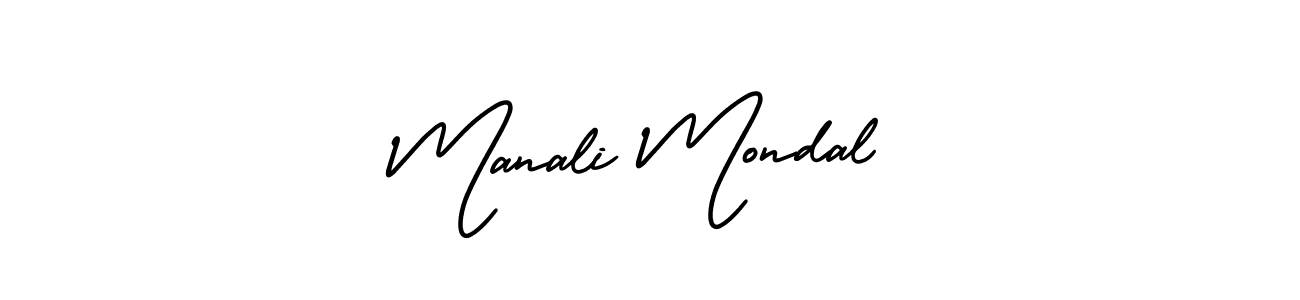 The best way (AmerikaSignatureDemo-Regular) to make a short signature is to pick only two or three words in your name. The name Manali Mondal include a total of six letters. For converting this name. Manali Mondal signature style 3 images and pictures png