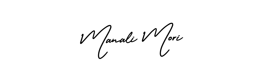 The best way (AmerikaSignatureDemo-Regular) to make a short signature is to pick only two or three words in your name. The name Manali Mori include a total of six letters. For converting this name. Manali Mori signature style 3 images and pictures png