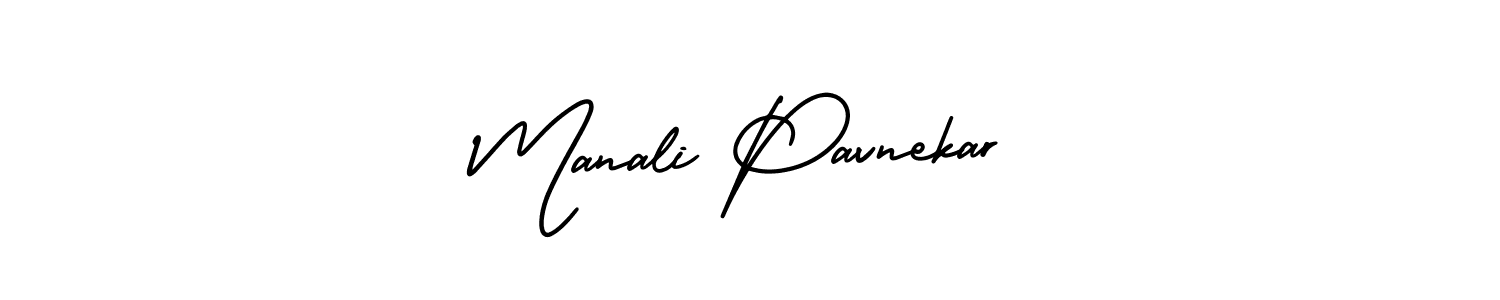 You should practise on your own different ways (AmerikaSignatureDemo-Regular) to write your name (Manali Pavnekar) in signature. don't let someone else do it for you. Manali Pavnekar signature style 3 images and pictures png