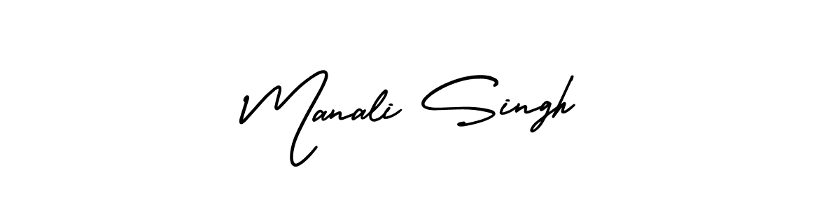 You should practise on your own different ways (AmerikaSignatureDemo-Regular) to write your name (Manali Singh) in signature. don't let someone else do it for you. Manali Singh signature style 3 images and pictures png