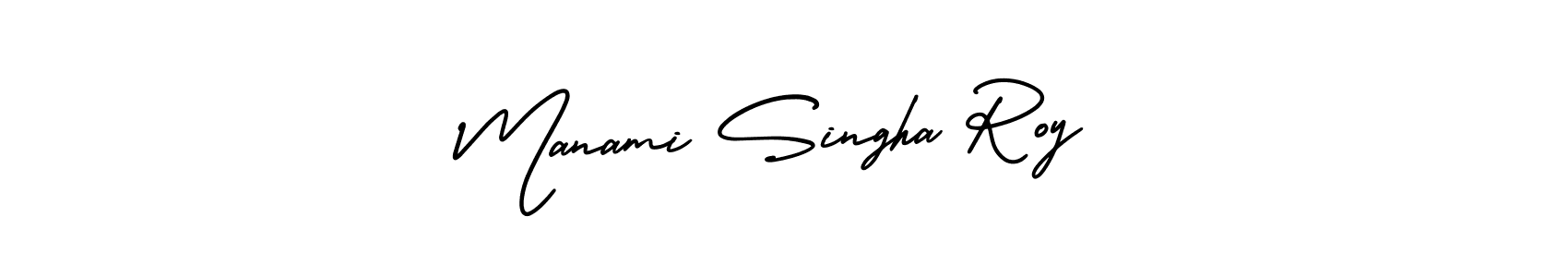 This is the best signature style for the Manami Singha Roy name. Also you like these signature font (AmerikaSignatureDemo-Regular). Mix name signature. Manami Singha Roy signature style 3 images and pictures png