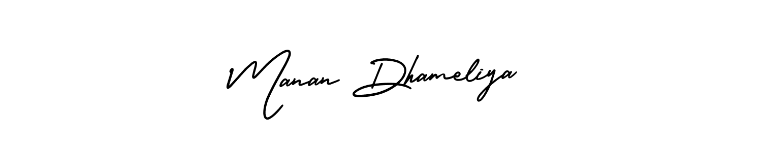 Manan Dhameliya stylish signature style. Best Handwritten Sign (AmerikaSignatureDemo-Regular) for my name. Handwritten Signature Collection Ideas for my name Manan Dhameliya. Manan Dhameliya signature style 3 images and pictures png