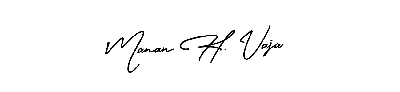 Manan H. Vaja stylish signature style. Best Handwritten Sign (AmerikaSignatureDemo-Regular) for my name. Handwritten Signature Collection Ideas for my name Manan H. Vaja. Manan H. Vaja signature style 3 images and pictures png