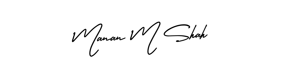 Use a signature maker to create a handwritten signature online. With this signature software, you can design (AmerikaSignatureDemo-Regular) your own signature for name Manan M Shah. Manan M Shah signature style 3 images and pictures png