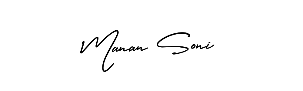 Use a signature maker to create a handwritten signature online. With this signature software, you can design (AmerikaSignatureDemo-Regular) your own signature for name Manan Soni. Manan Soni signature style 3 images and pictures png