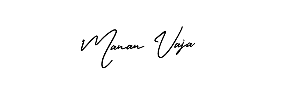 Use a signature maker to create a handwritten signature online. With this signature software, you can design (AmerikaSignatureDemo-Regular) your own signature for name Manan Vaja. Manan Vaja signature style 3 images and pictures png