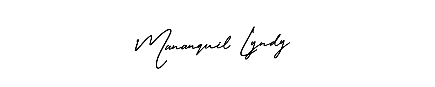 Use a signature maker to create a handwritten signature online. With this signature software, you can design (AmerikaSignatureDemo-Regular) your own signature for name Mananquil Lyndy. Mananquil Lyndy signature style 3 images and pictures png