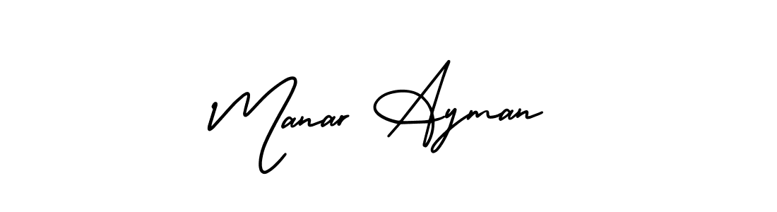 This is the best signature style for the Manar Ayman name. Also you like these signature font (AmerikaSignatureDemo-Regular). Mix name signature. Manar Ayman signature style 3 images and pictures png