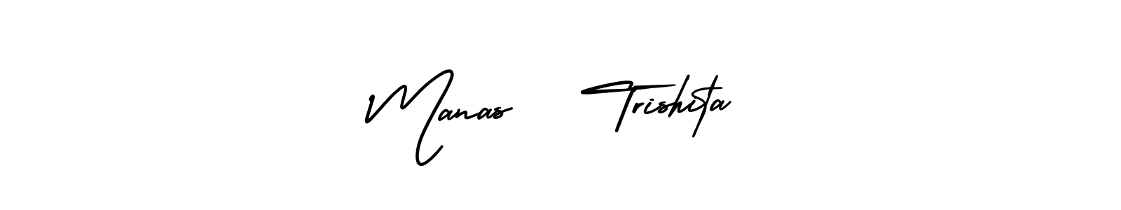 Also You can easily find your signature by using the search form. We will create Manas   Trishita name handwritten signature images for you free of cost using AmerikaSignatureDemo-Regular sign style. Manas   Trishita signature style 3 images and pictures png