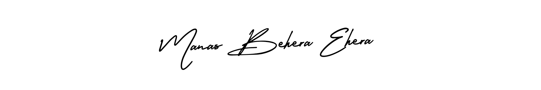 The best way (AmerikaSignatureDemo-Regular) to make a short signature is to pick only two or three words in your name. The name Manas Behera Ehera include a total of six letters. For converting this name. Manas Behera Ehera signature style 3 images and pictures png