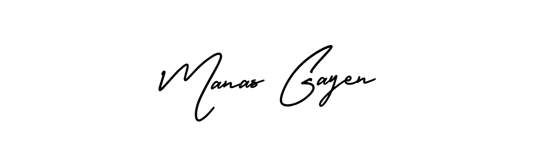 You should practise on your own different ways (AmerikaSignatureDemo-Regular) to write your name (Manas Gayen) in signature. don't let someone else do it for you. Manas Gayen signature style 3 images and pictures png