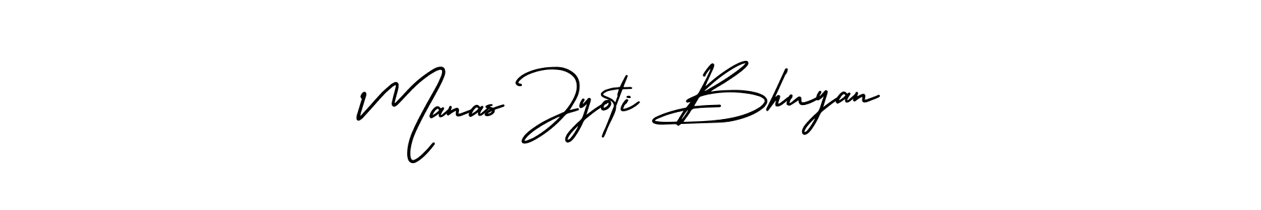 The best way (AmerikaSignatureDemo-Regular) to make a short signature is to pick only two or three words in your name. The name Manas Jyoti Bhuyan include a total of six letters. For converting this name. Manas Jyoti Bhuyan signature style 3 images and pictures png