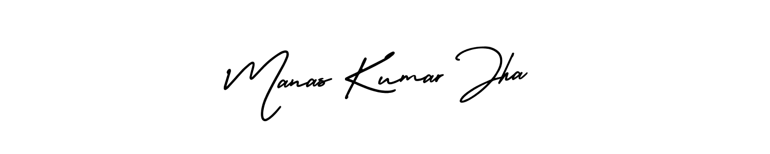 You should practise on your own different ways (AmerikaSignatureDemo-Regular) to write your name (Manas Kumar Jha) in signature. don't let someone else do it for you. Manas Kumar Jha signature style 3 images and pictures png