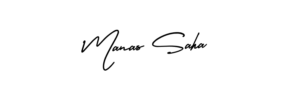 The best way (AmerikaSignatureDemo-Regular) to make a short signature is to pick only two or three words in your name. The name Manas Saha include a total of six letters. For converting this name. Manas Saha signature style 3 images and pictures png