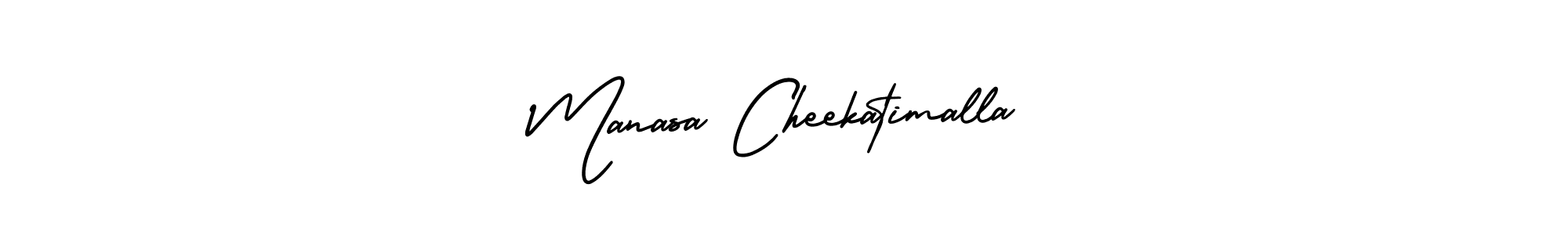 Also You can easily find your signature by using the search form. We will create Manasa Cheekatimalla name handwritten signature images for you free of cost using AmerikaSignatureDemo-Regular sign style. Manasa Cheekatimalla signature style 3 images and pictures png