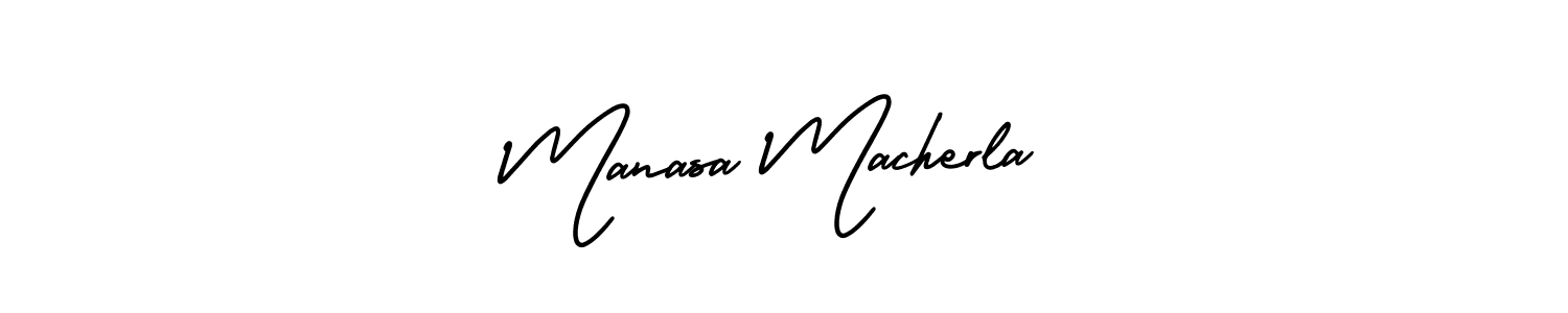 AmerikaSignatureDemo-Regular is a professional signature style that is perfect for those who want to add a touch of class to their signature. It is also a great choice for those who want to make their signature more unique. Get Manasa Macherla name to fancy signature for free. Manasa Macherla signature style 3 images and pictures png