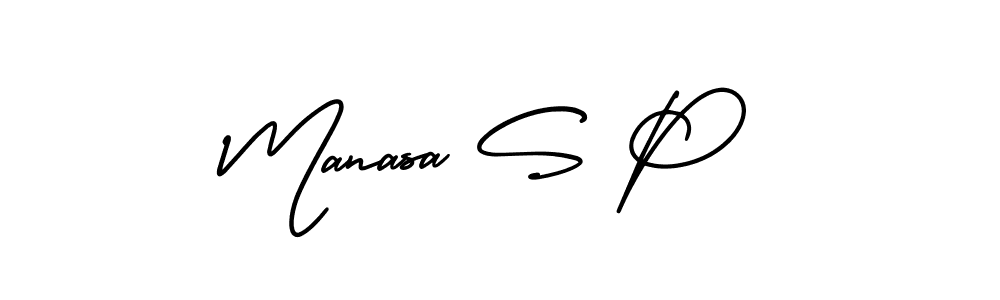 It looks lik you need a new signature style for name Manasa S P. Design unique handwritten (AmerikaSignatureDemo-Regular) signature with our free signature maker in just a few clicks. Manasa S P signature style 3 images and pictures png
