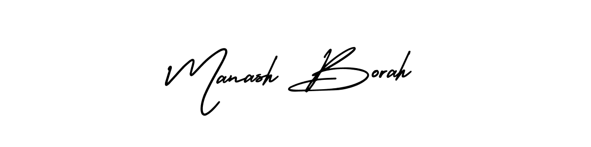 The best way (AmerikaSignatureDemo-Regular) to make a short signature is to pick only two or three words in your name. The name Manash Borah include a total of six letters. For converting this name. Manash Borah signature style 3 images and pictures png