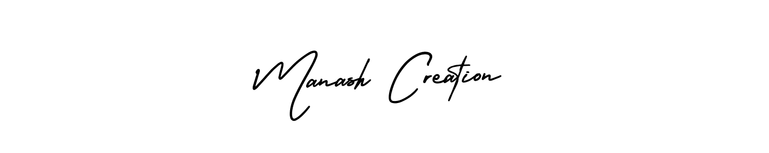 Manash Creation stylish signature style. Best Handwritten Sign (AmerikaSignatureDemo-Regular) for my name. Handwritten Signature Collection Ideas for my name Manash Creation. Manash Creation signature style 3 images and pictures png