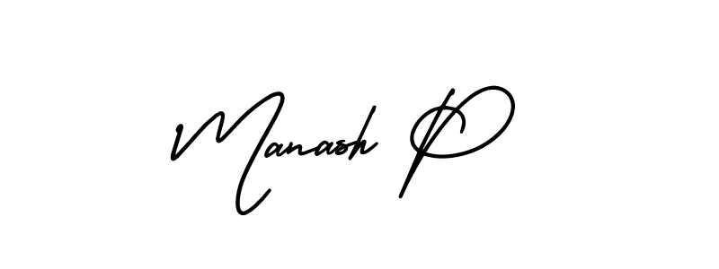 Design your own signature with our free online signature maker. With this signature software, you can create a handwritten (AmerikaSignatureDemo-Regular) signature for name Manash P. Manash P signature style 3 images and pictures png