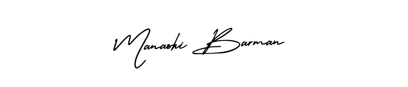 The best way (AmerikaSignatureDemo-Regular) to make a short signature is to pick only two or three words in your name. The name Manashi Barman include a total of six letters. For converting this name. Manashi Barman signature style 3 images and pictures png