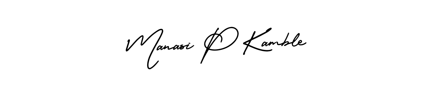 This is the best signature style for the Manasi P Kamble name. Also you like these signature font (AmerikaSignatureDemo-Regular). Mix name signature. Manasi P Kamble signature style 3 images and pictures png