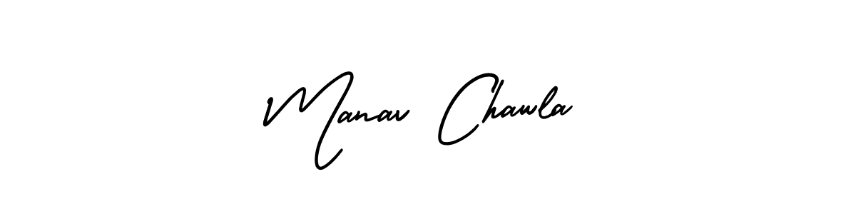 Make a short Manav Chawla signature style. Manage your documents anywhere anytime using AmerikaSignatureDemo-Regular. Create and add eSignatures, submit forms, share and send files easily. Manav Chawla signature style 3 images and pictures png