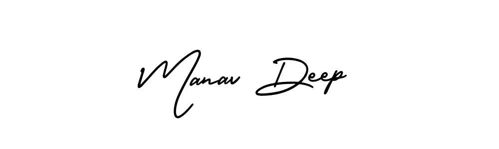 The best way (AmerikaSignatureDemo-Regular) to make a short signature is to pick only two or three words in your name. The name Manav Deep include a total of six letters. For converting this name. Manav Deep signature style 3 images and pictures png