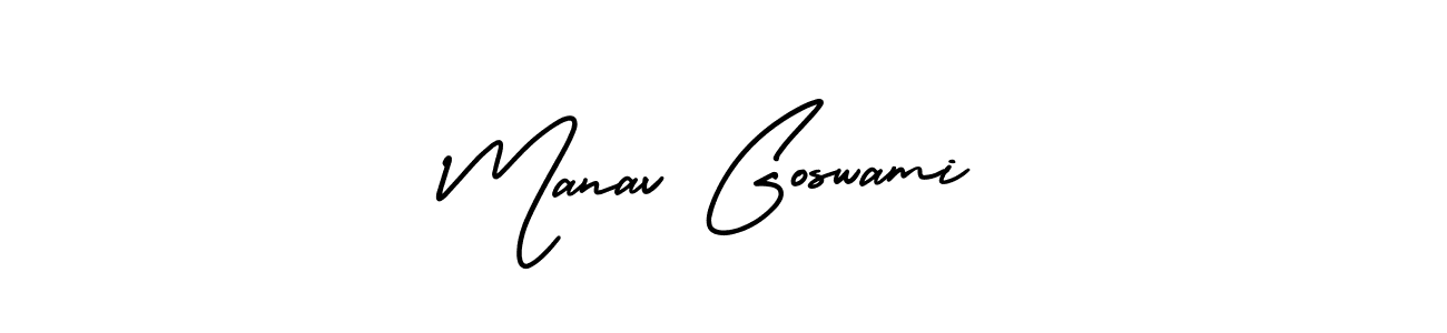 Create a beautiful signature design for name Manav Goswami. With this signature (AmerikaSignatureDemo-Regular) fonts, you can make a handwritten signature for free. Manav Goswami signature style 3 images and pictures png