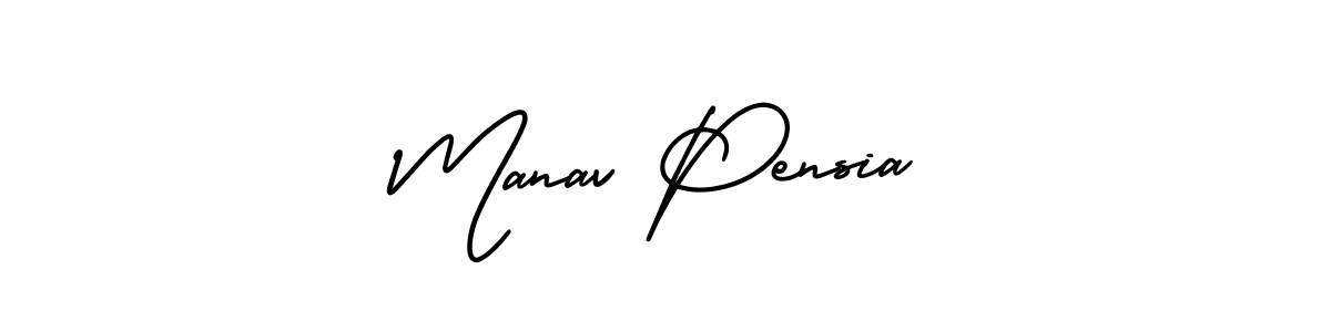 Make a short Manav Pensia signature style. Manage your documents anywhere anytime using AmerikaSignatureDemo-Regular. Create and add eSignatures, submit forms, share and send files easily. Manav Pensia signature style 3 images and pictures png