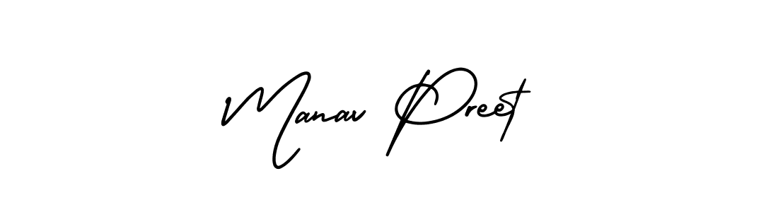 This is the best signature style for the Manav Preet name. Also you like these signature font (AmerikaSignatureDemo-Regular). Mix name signature. Manav Preet signature style 3 images and pictures png