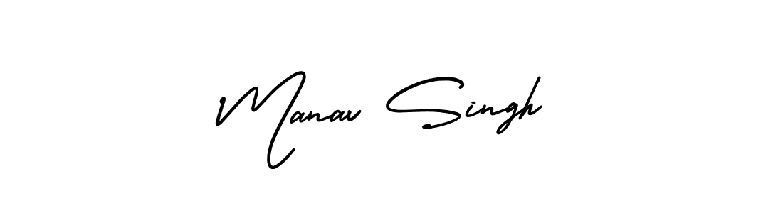 You should practise on your own different ways (AmerikaSignatureDemo-Regular) to write your name (Manav Singh) in signature. don't let someone else do it for you. Manav Singh signature style 3 images and pictures png