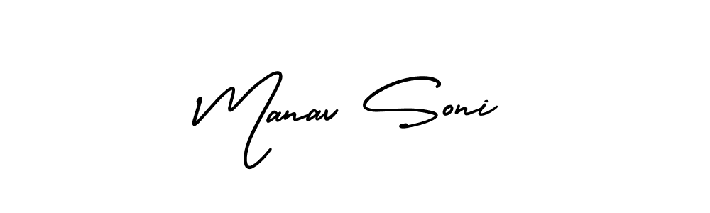 How to make Manav Soni name signature. Use AmerikaSignatureDemo-Regular style for creating short signs online. This is the latest handwritten sign. Manav Soni signature style 3 images and pictures png